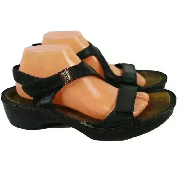 NAOT Women's Black Leather Ankle Strap Sandals - Picture 1 of 11